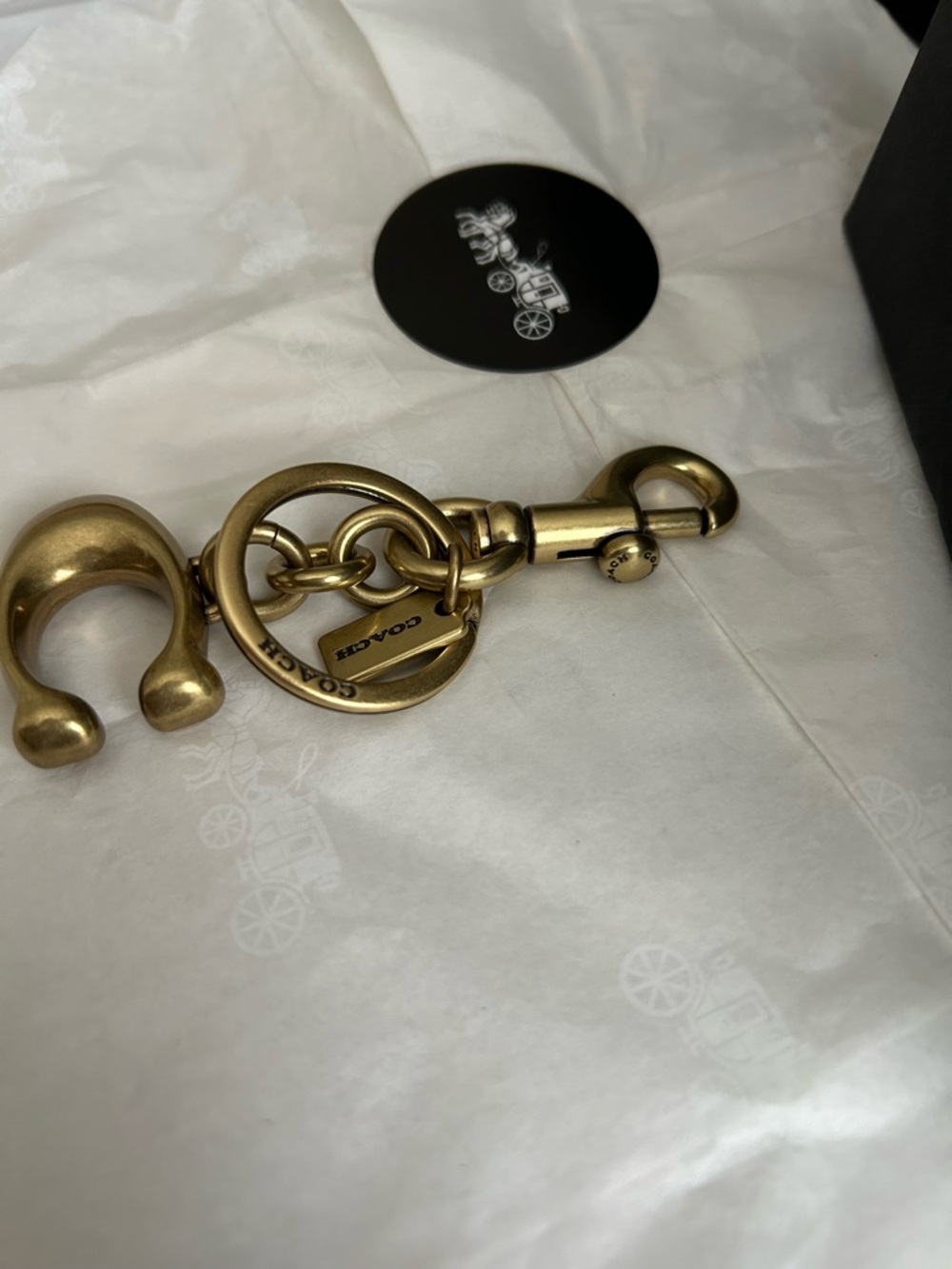 Coach Gold-Tone Brass C Charm Key Holder Charm- Includes Coach Gift Box - Picture 7 of 17